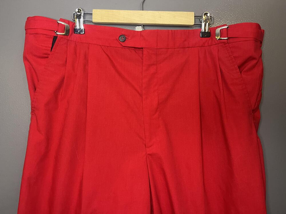 Vintage Vecci Pants Mens 40x24 Red Cropped Adjustable Waist Made USA 80s